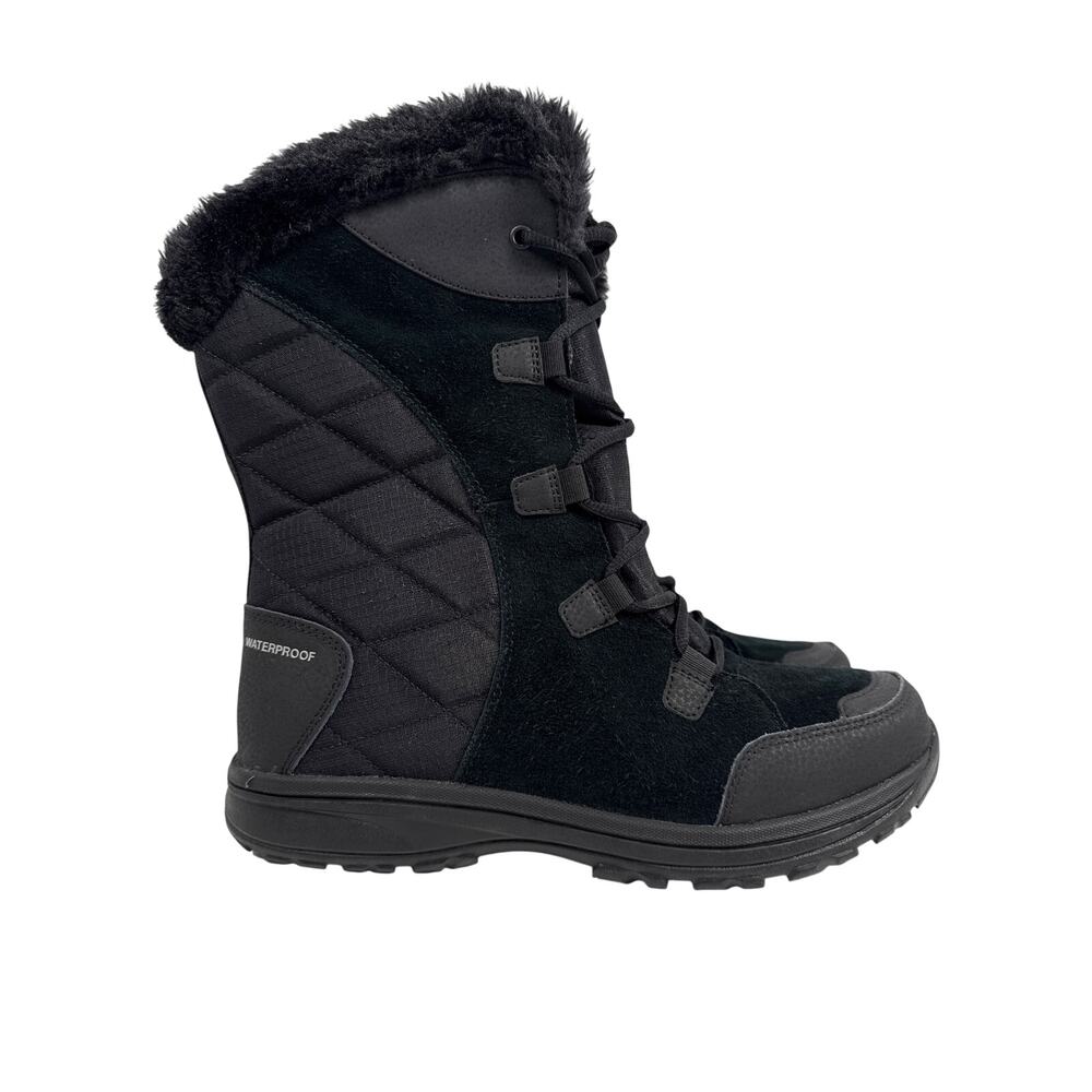 Columbia Winter Boot Ice Maiden II Womens 10.5 Waterproof Insulated Black Grey